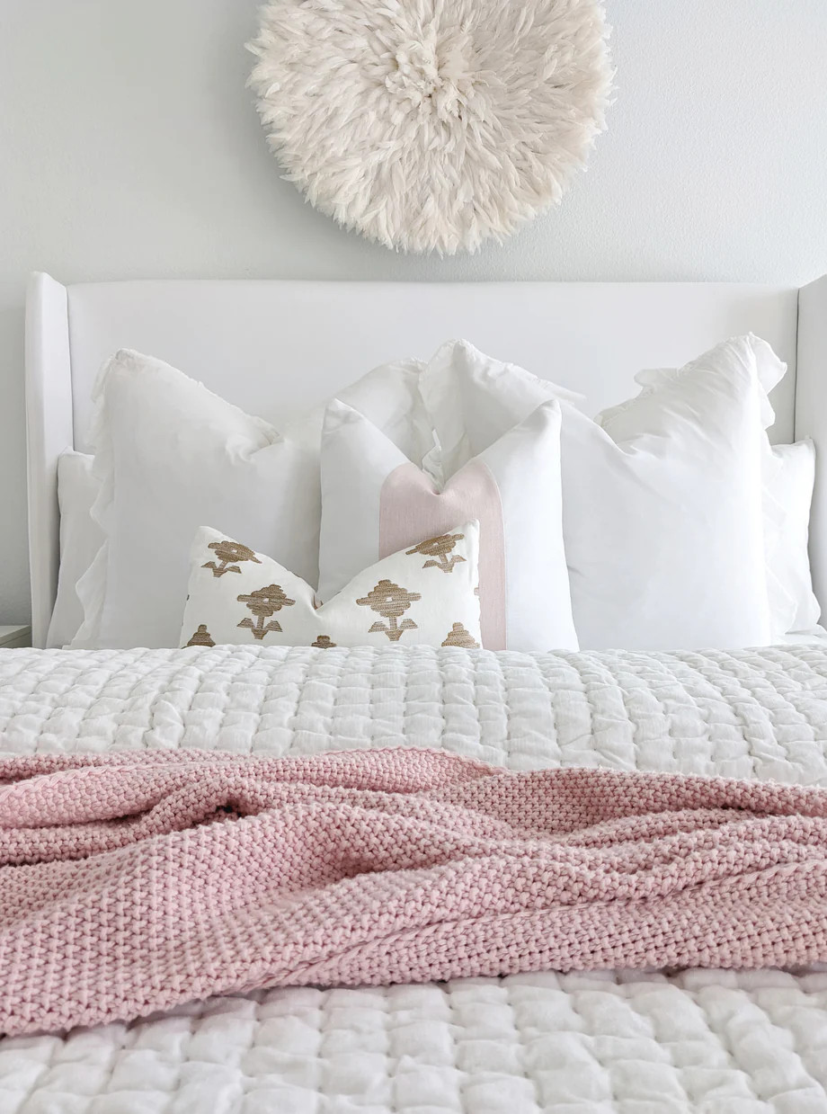 Solid Blossom Pink Linen Pillow | Land of Pillows