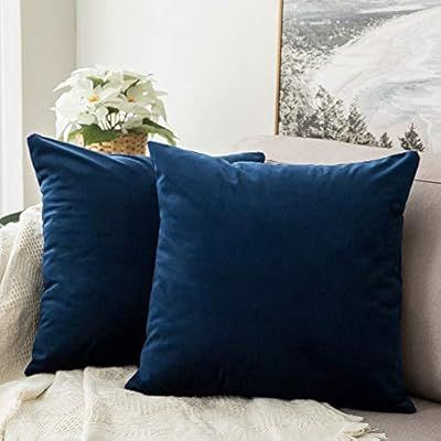 MIULEE Pack of 2 Velvet Pillow Covers Decorative Square Pillowcase Soft Solid Cushion Case for So... | Amazon (US)