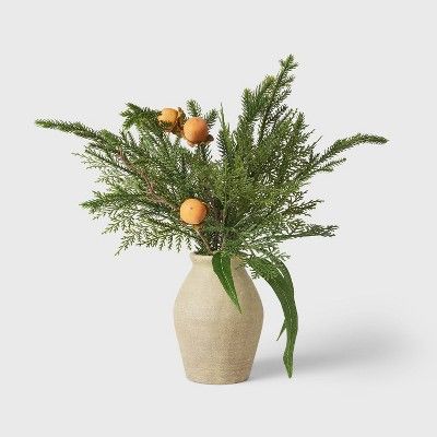 Mixed Greenery with Oranges in Pot Arrangement - Threshold™ designed with Studio McGee | Target