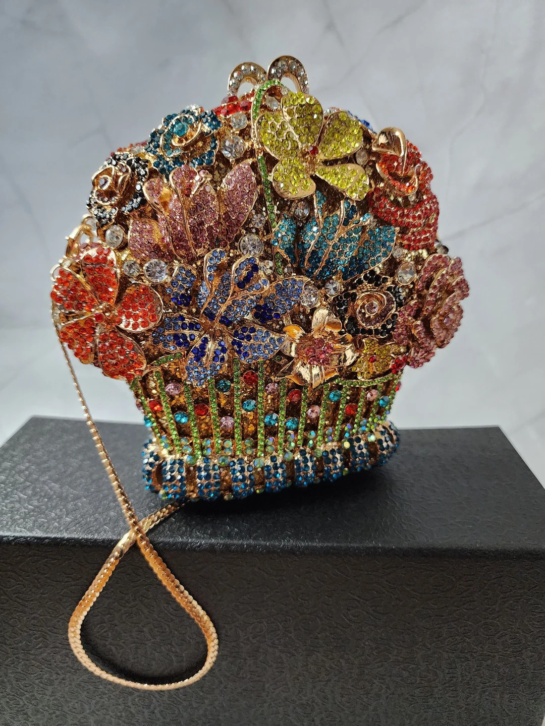 Statement Colorful Rhinestone Floral Clutch/ Evening Clutch/ Rainbow Clutch/Statement Bag/Wedding... | Etsy (US)