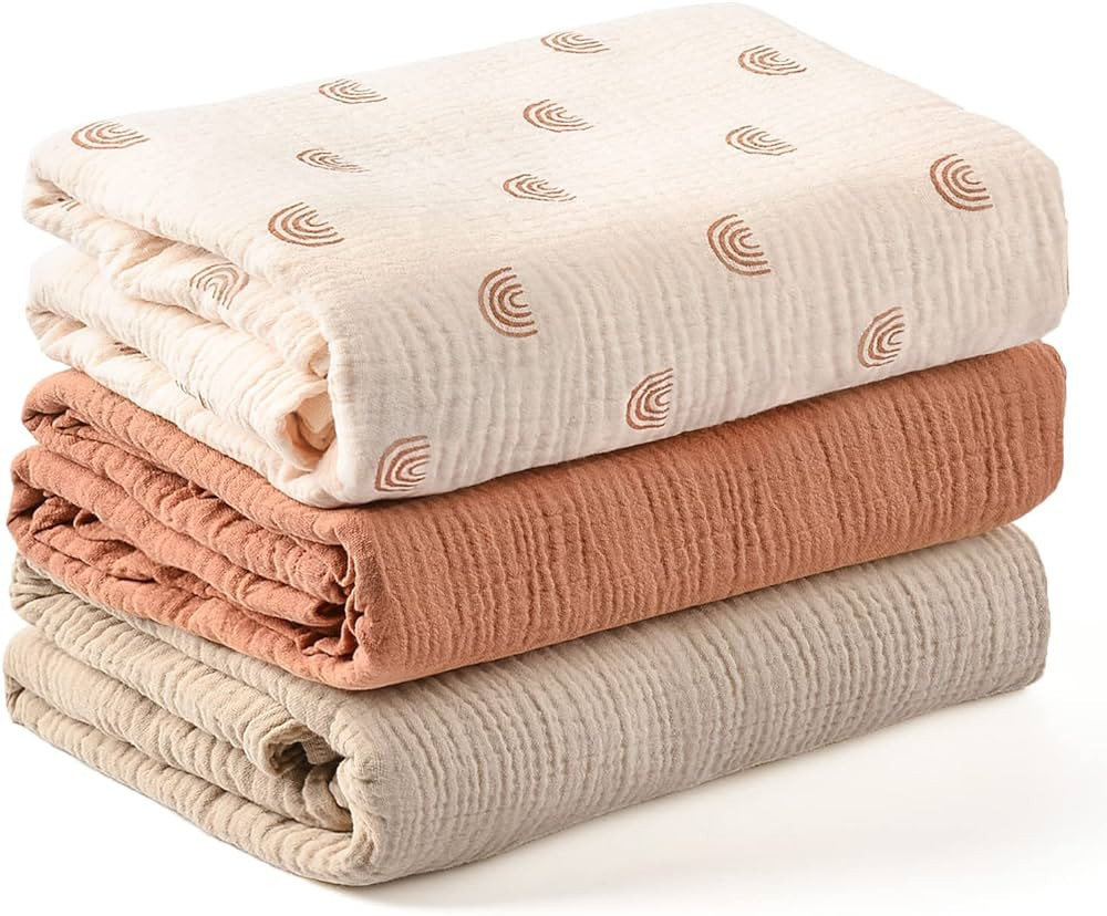 Konssy 3 Pack Muslin Swaddle Blankets for Unisex, Newborn Receiving Blanket, Large 47 x 47 inches... | Amazon (US)