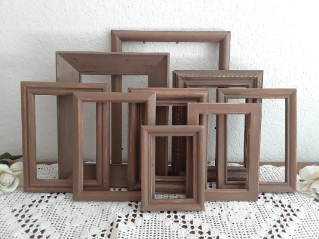 Brown Picture Frame Set up Cycled Vintage Rustic Shabby Chic Distressed Wood Country Farmhouse Ma... | Etsy (US)