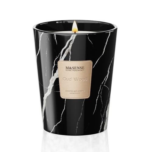 M&SENSE Oud Wood Scented Soy Candle, 3 Wick Highly Scented 14.1 Oz 80H, Aromatherapy Christmas Gift for Women and Men | Amazon (US)
