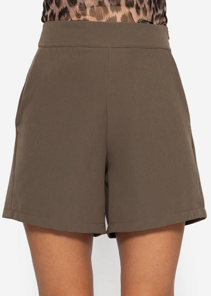 SASSYCLASSY Shorts Figurbetonte Shorts Damen Elegant Sommer Winter High-Waist kurze Hose mit seitlichem Reisßverschluss Taupe Schwarz | OTTO (DE)