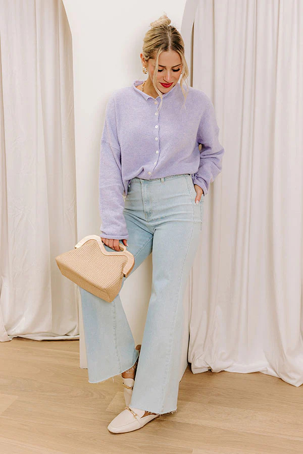 Coffee Shop Cutie Knit Cardigan in Lavender | Impressions Online Boutique