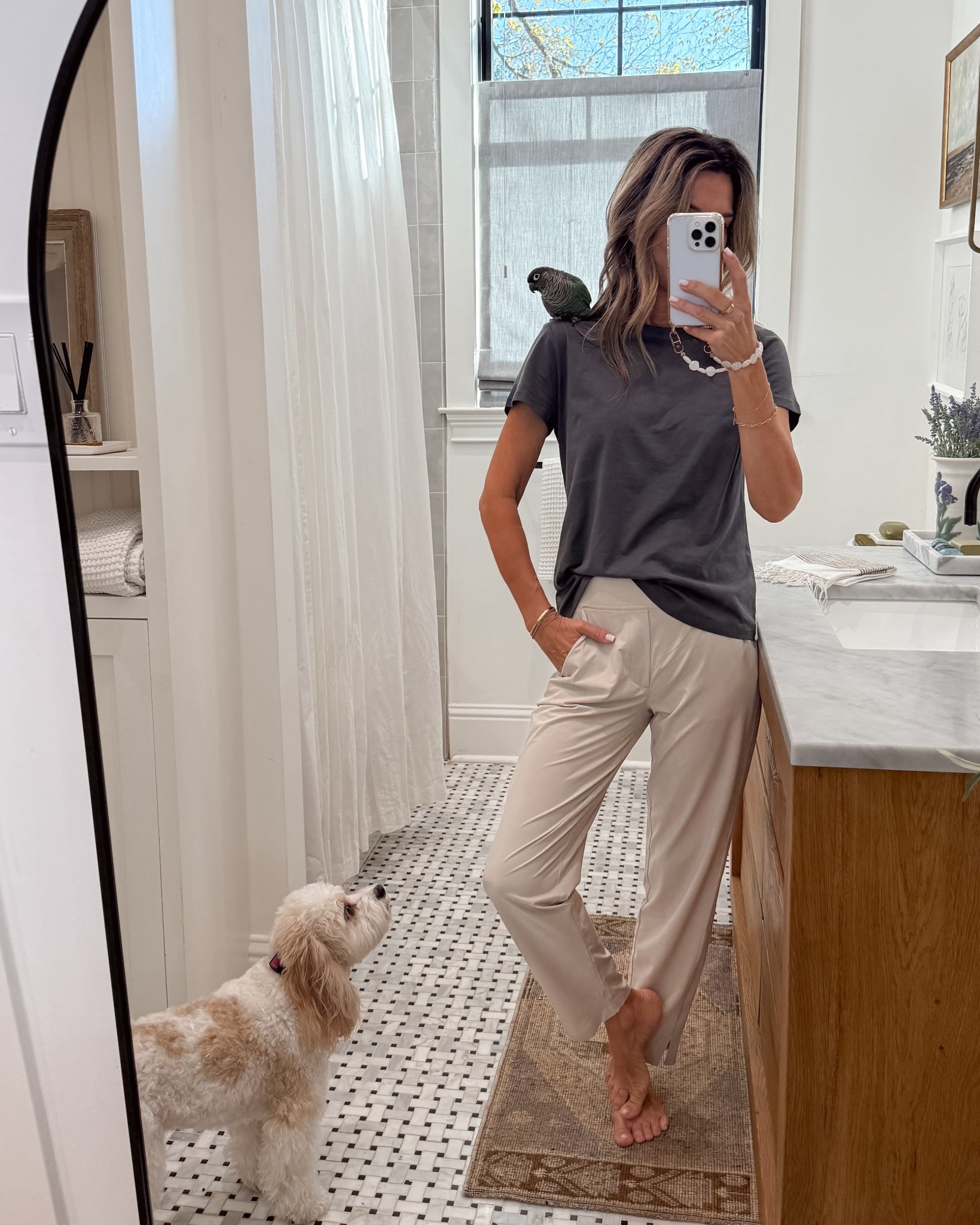 I’m 5’6’’.
-Soft everyday t-shirt size XS, TTS. A favorite!
-Athletic pant TTS.

#LTKStyleTip #LTKOver40 #LTKActive