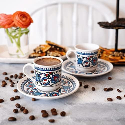 Turkish Coffee Cup Set - Turkish Coffee Cups Set of 2 with Saucers and Cup Holder for Home Office, C | Amazon (US)