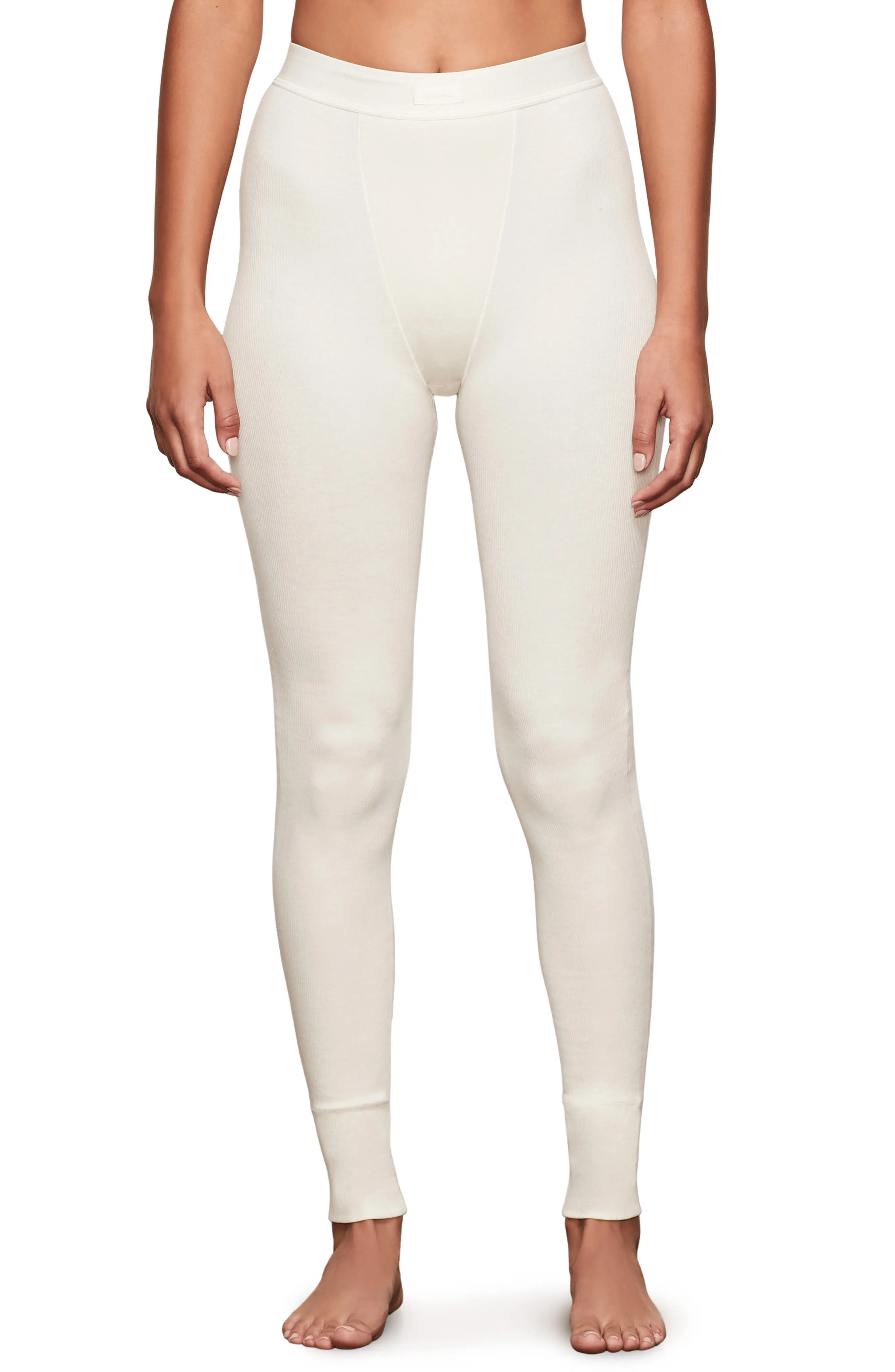 Women's Skims Cotton Rib Thermal Leggings, Size Medium - Ivory | Nordstrom
