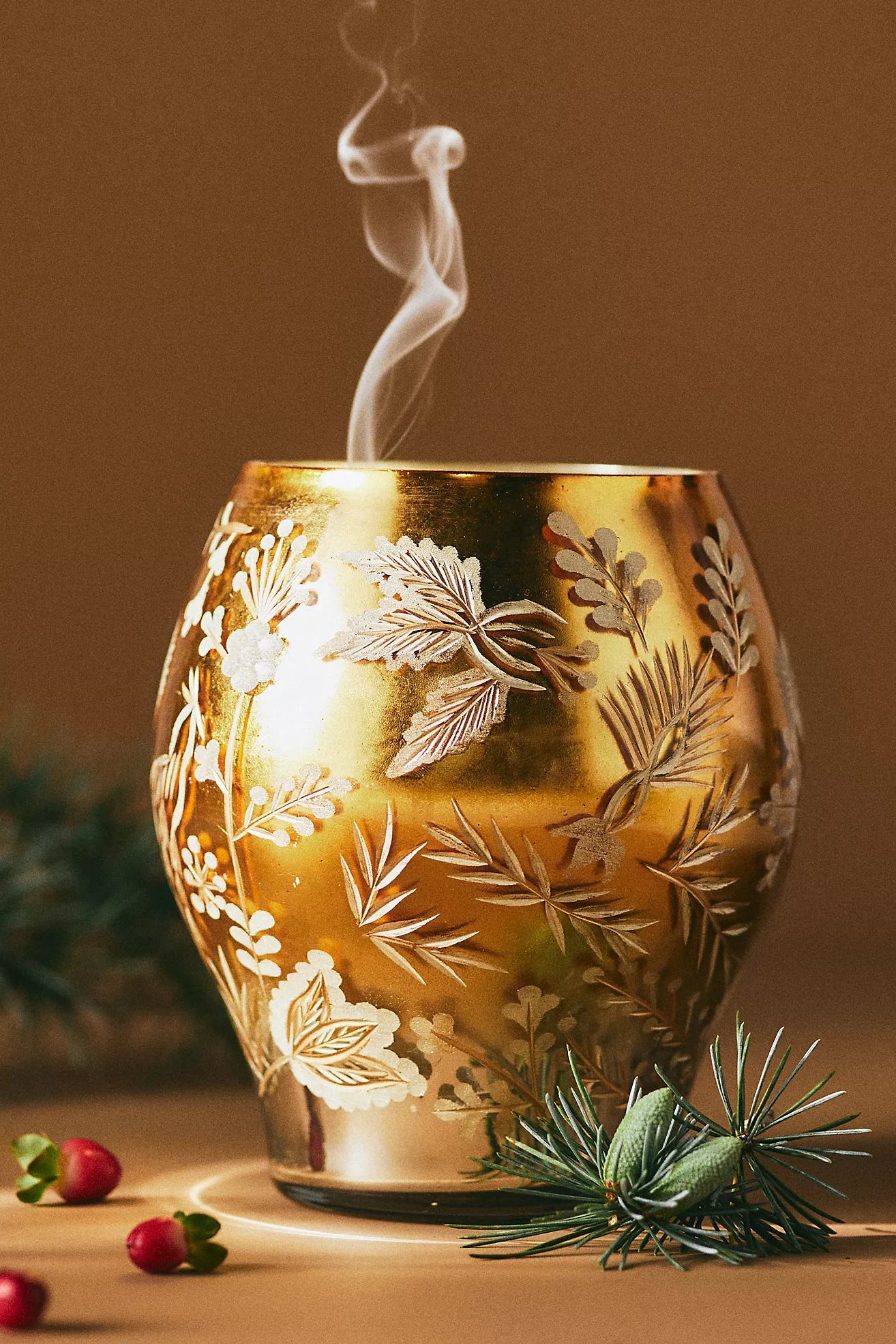 Andrea Spice Gilded Cassia Mercury Glass Candle | Anthropologie (US)