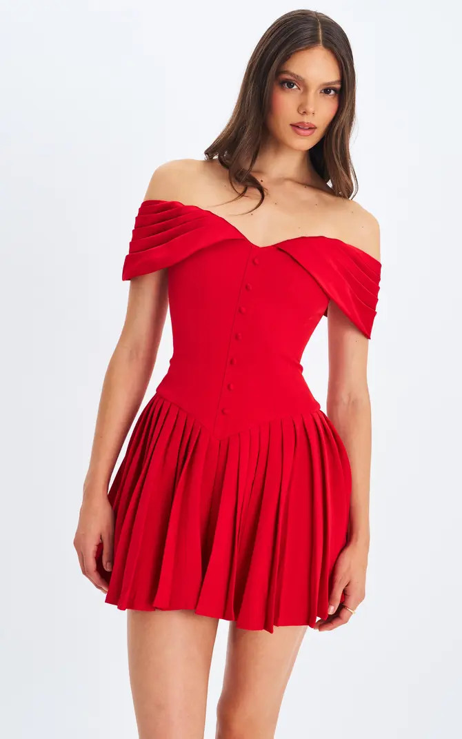 Miss Circle Narelle Off-Shoulder Sweetheart Drop Waist Mini Dress | Nordstrom | Nordstrom