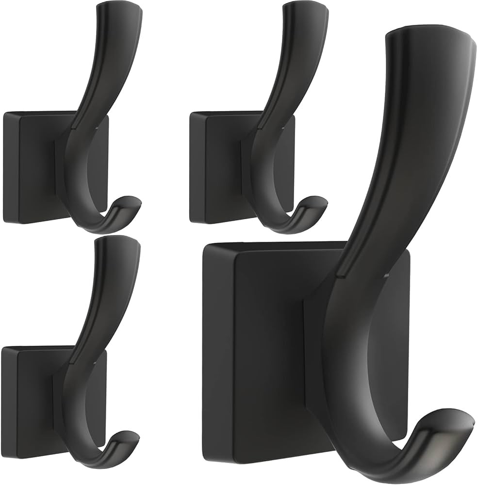 Black Hooks for Wall Towel Hooks, Heavy Duty Thick Aluminum Alloy Entryway Coat Hooks for Hanging... | Amazon (US)