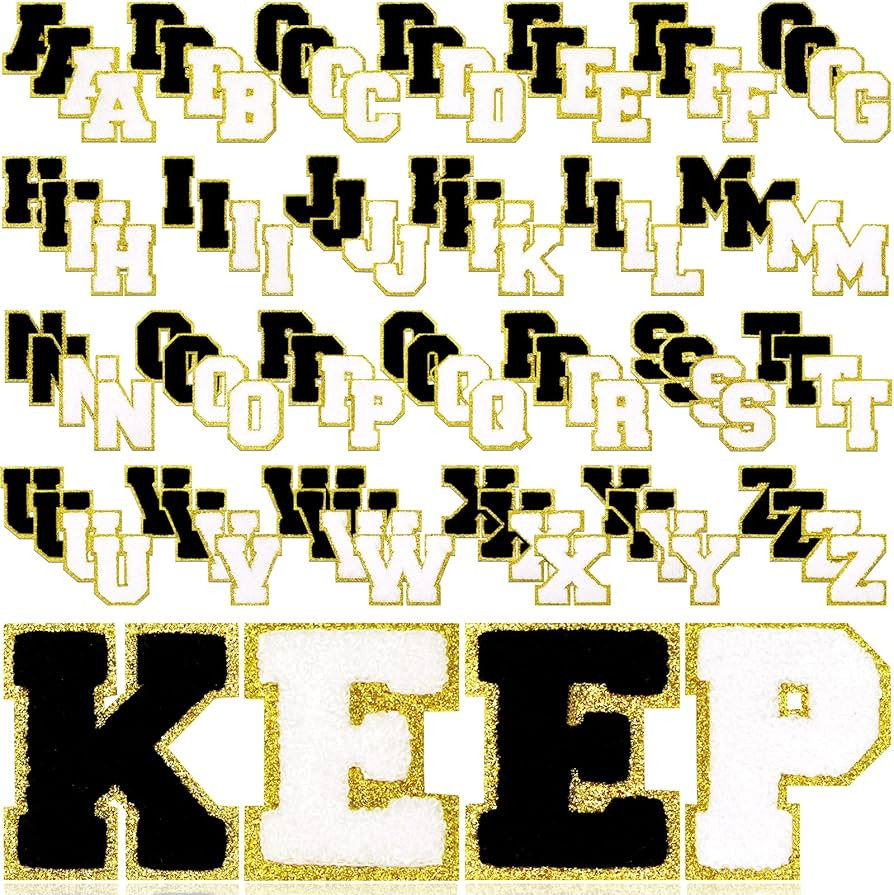 104 Pcs Chenille Letter Patches Iron on Letters Varsity Letter Patches Self Adhesive Chenille Pat... | Amazon (US)