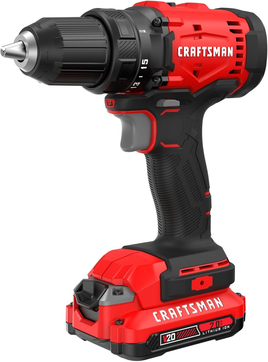CRAFTSMAN V20 1/2 in Cordless Drill Set With 2.0 Ah Battery, Charger and Double Ended Bit, LED Li... | Amazon (US)