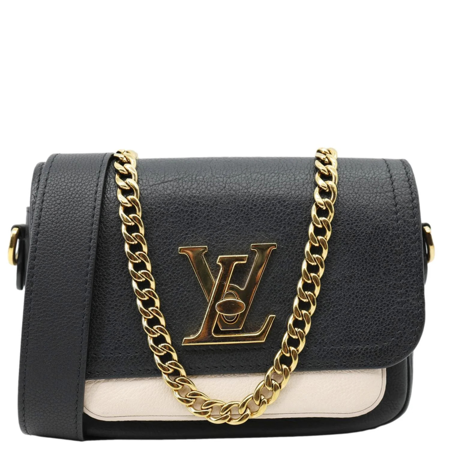 Pre-Owned Louis Vuitton Lockme Tender Calfskin Leather Chain Shoulder Bag Black | Walmart (US)