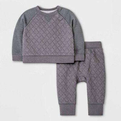 Baby Boys' Diamond Elevated Quilted Top & Bottom Set - Cat & Jack™ Charcoal Gray | Target