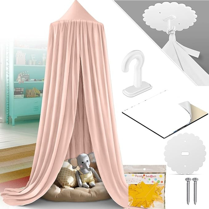 dix-rainbow Princess Decor Canopy for Kids Bed, Soft and Durable Bed Canopy for Girls Room Tent C... | Amazon (US)