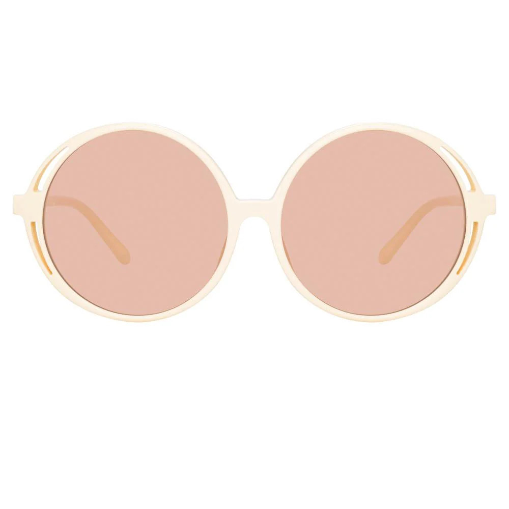Bianca Round Sunglasses in Cream | Linda Farrow
