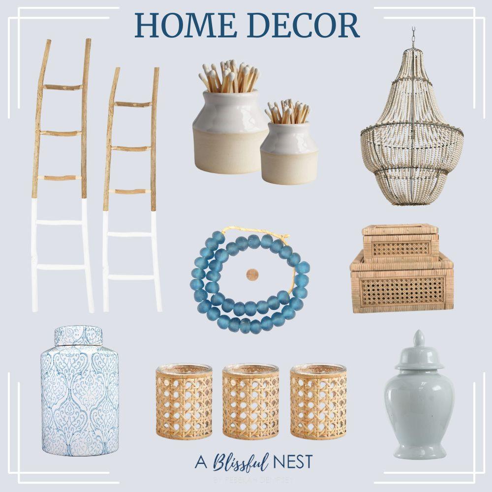 Style your space like a pro. Snag these picks now..
ginger jar, woven rattan boxes, blue & white decorative ginger jar, cane webbing candleholders, recycled glass beads, draped wood bead chandelier, match holder, decorative painter wood blanket ladder 

 #LTKHome #LTKFindsUnder50 #LTKFindsUnder100
