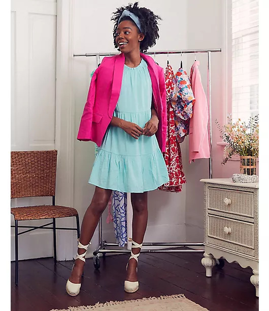 LOFT Ruffle Tiered Swing Dress | LOFT