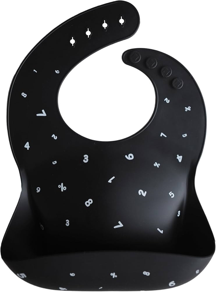 mushie Silicone Baby Bib | Adjustable Fit Waterproof Bibs (Numbers Black) | Amazon (US)