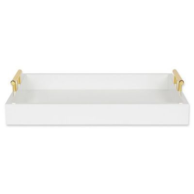 Kate and Laurel Lipton Decorative Tray in White/Gold | Bed Bath & Beyond