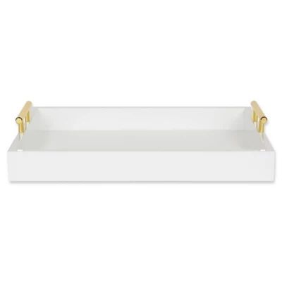 Kate and Laurel Lipton Decorative Tray in White/Gold | Bed Bath & Beyond