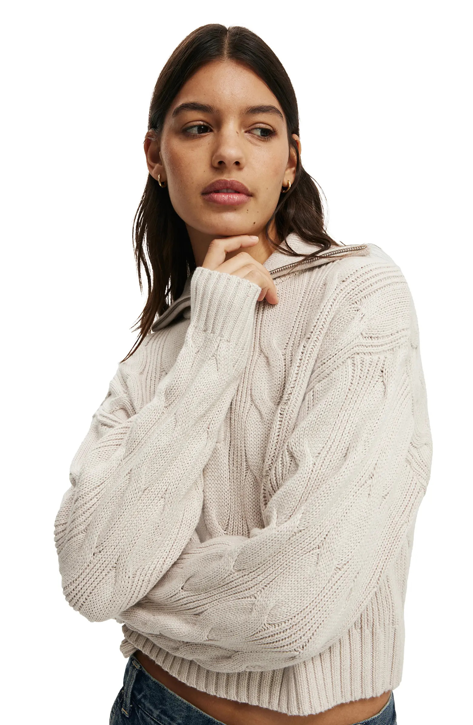 Women's Cotton Cable Half Zip Pullover | Nordstrom