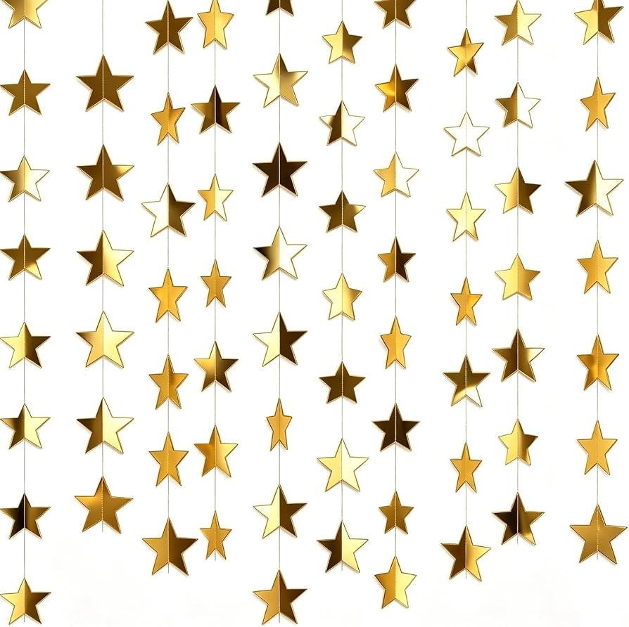 10sets Glitter Star Garland Banner 132ft Double-Sided Hanging Decor | Amazon (US)
