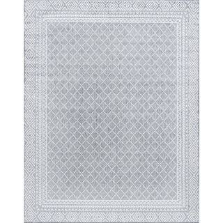 Tayse Rugs Eco Diamond Gray 8 ft. x 10 ft. Indoor/Outdoor Area Rug ECO2109 8x10 - The Home Depot | The Home Depot