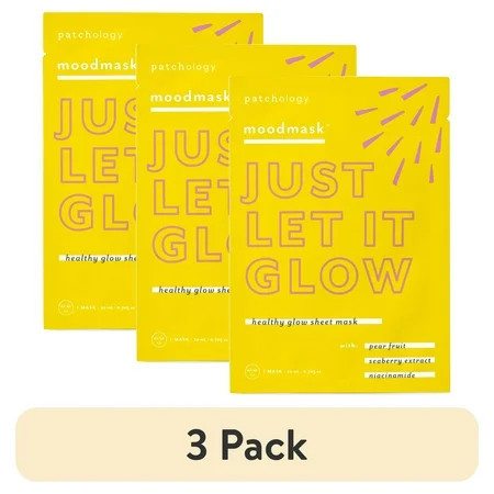 (3 pack) Patchology Moodmask Just Let It Glow Sheet Face Mask for Beauty Skincare 0.705 oz | Walmart (US)
