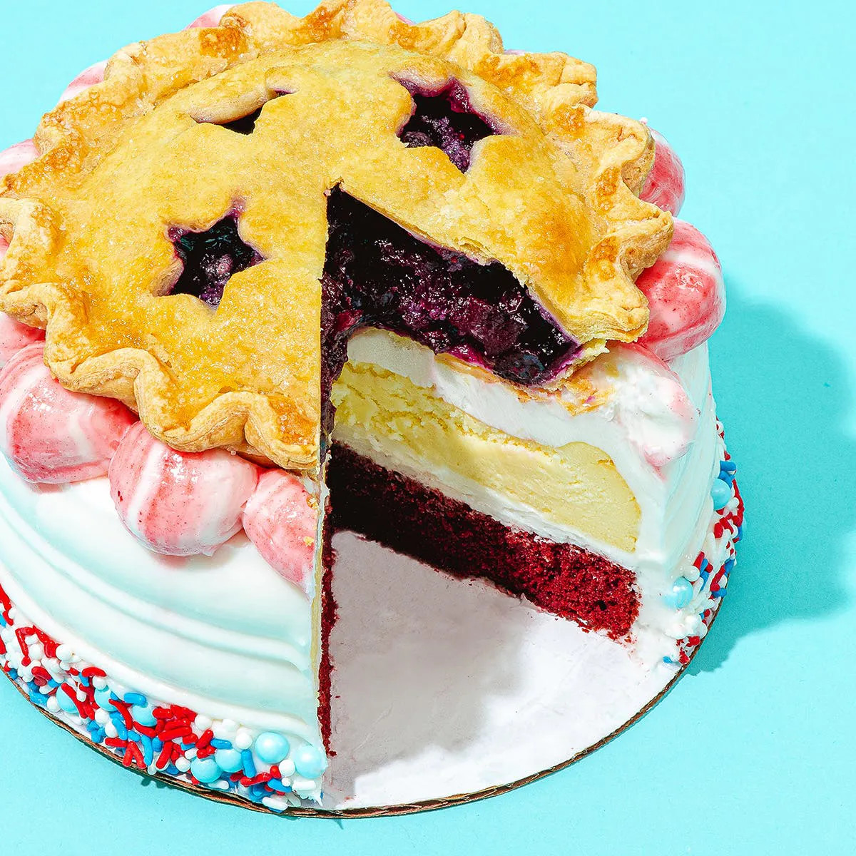 The Red, White & Blueberry PieCaken | Goldbelly