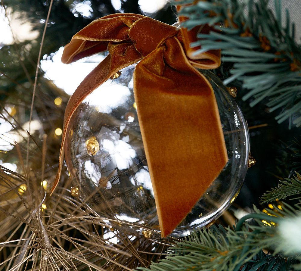 Gold Dotted Glass Ornament with Bow | Pottery Barn (US)