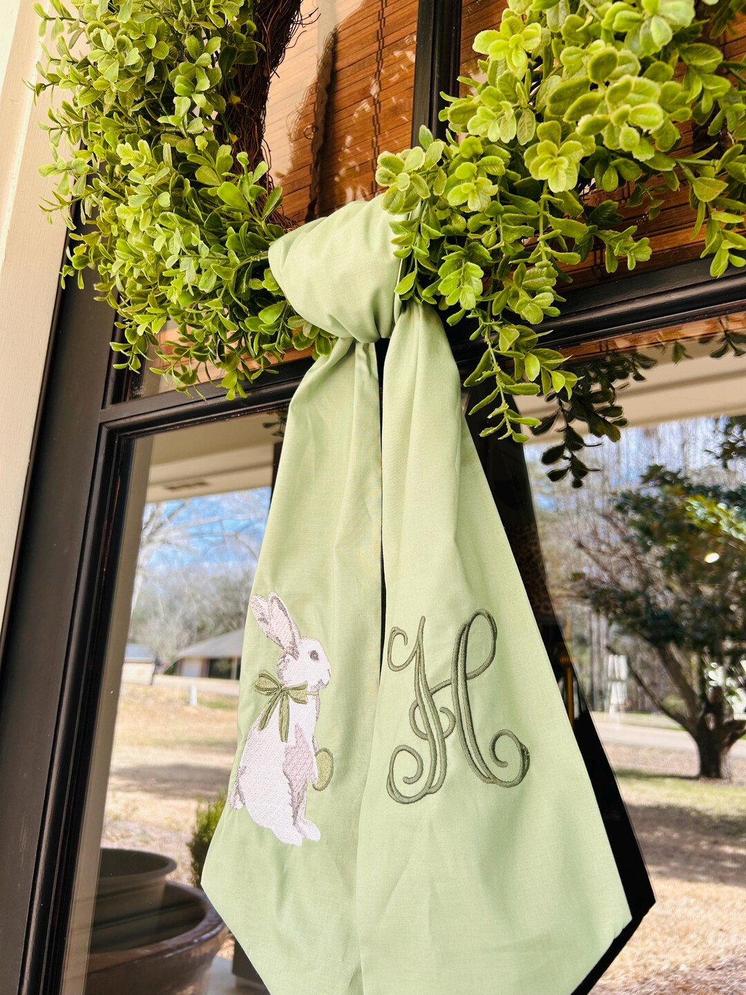 Beautiful Easter Bunny With Easter Egg on Wreath Sash, Door Wreath Sash - Etsy | Etsy (US)