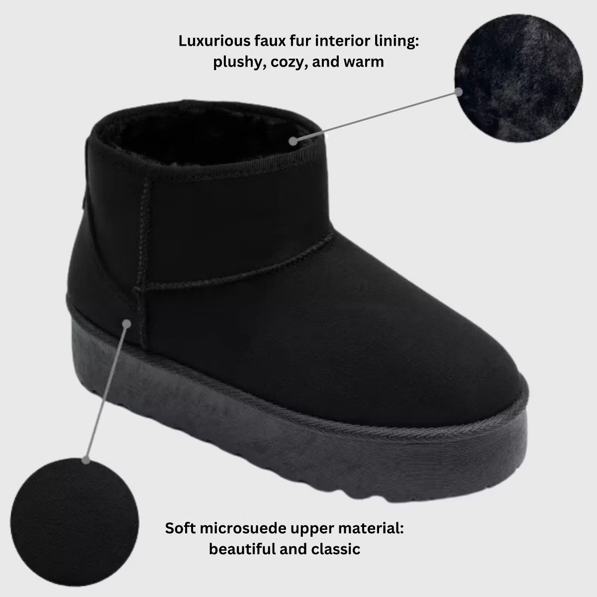 Alpine Swiss Brynn Womens Ultra Mini Platform Boots Faux Fur Warm Winter Short Ankle Booties | Target