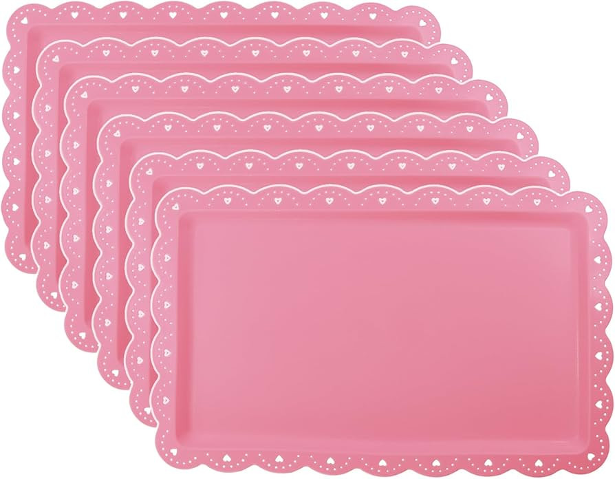 Set of 6 Plastic Serving Trays Food Tray - 14" x 9" Rectangle Serving Platter for Party Cafeteria... | Amazon (US)