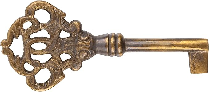 KEY SOLID BRASS ANTIQUE SKELETON KEY HAND AGED FANCY KEY | KY-9HAB | Amazon (US)