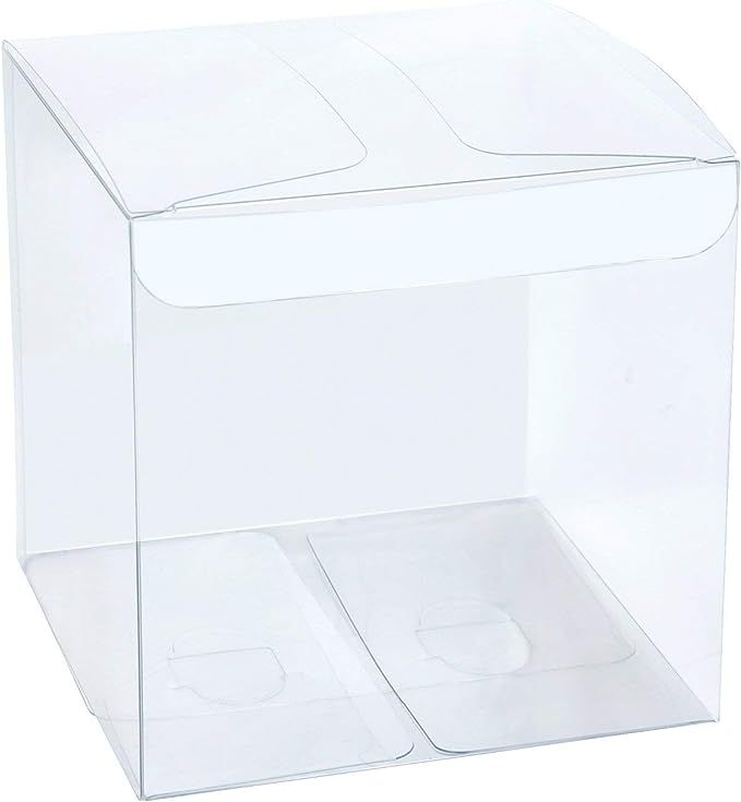 Mose Cafolo 50pcs 3x3x3 inches (7.6x7.6x7.6cm) Clear Plastic Candy Gift Boxes Thick PVC Anti Scra... | Amazon (US)