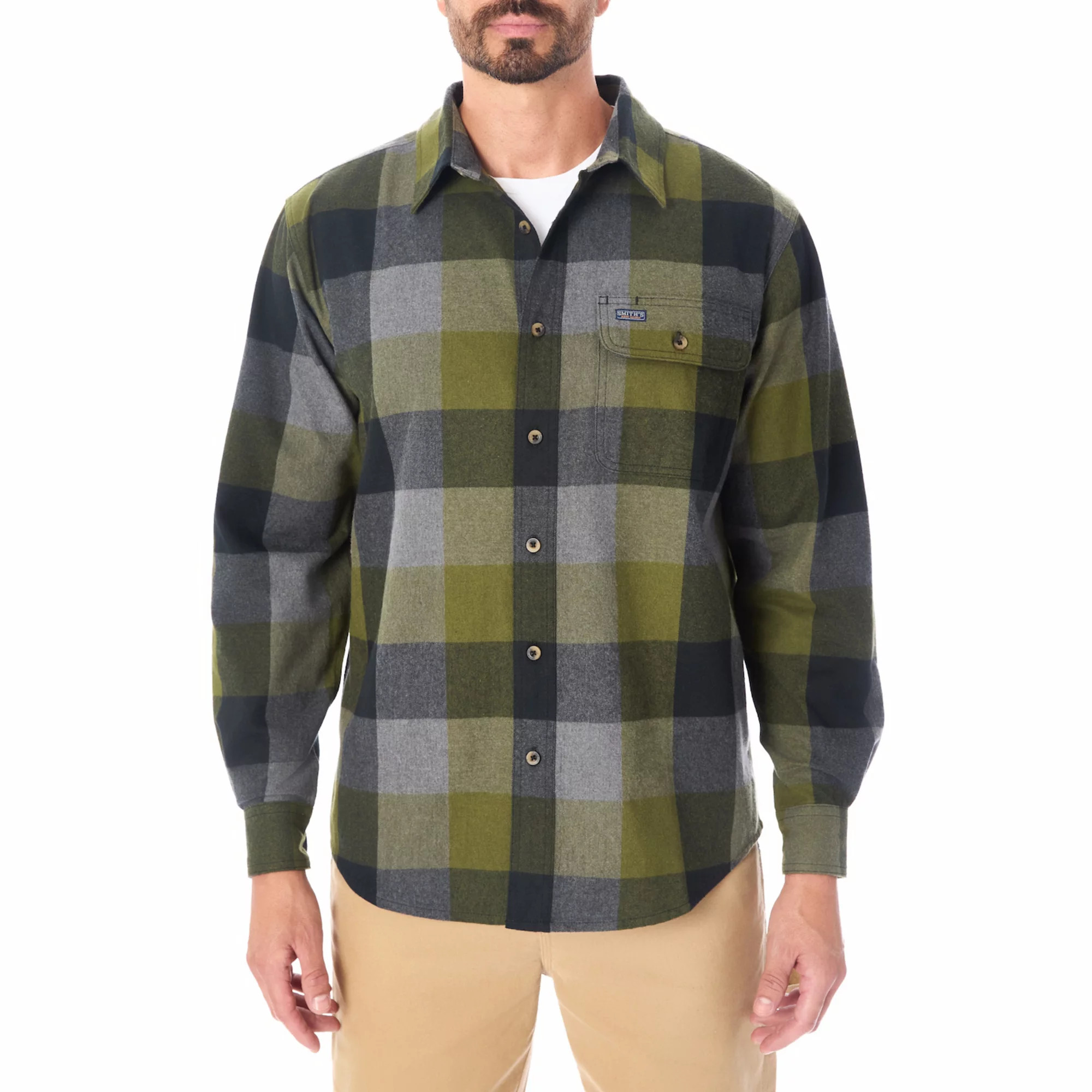 Men's Smith's Workwear Relaxed-Fit Buffalo Plaid Flannel Button-Down Shirt | Kohl's