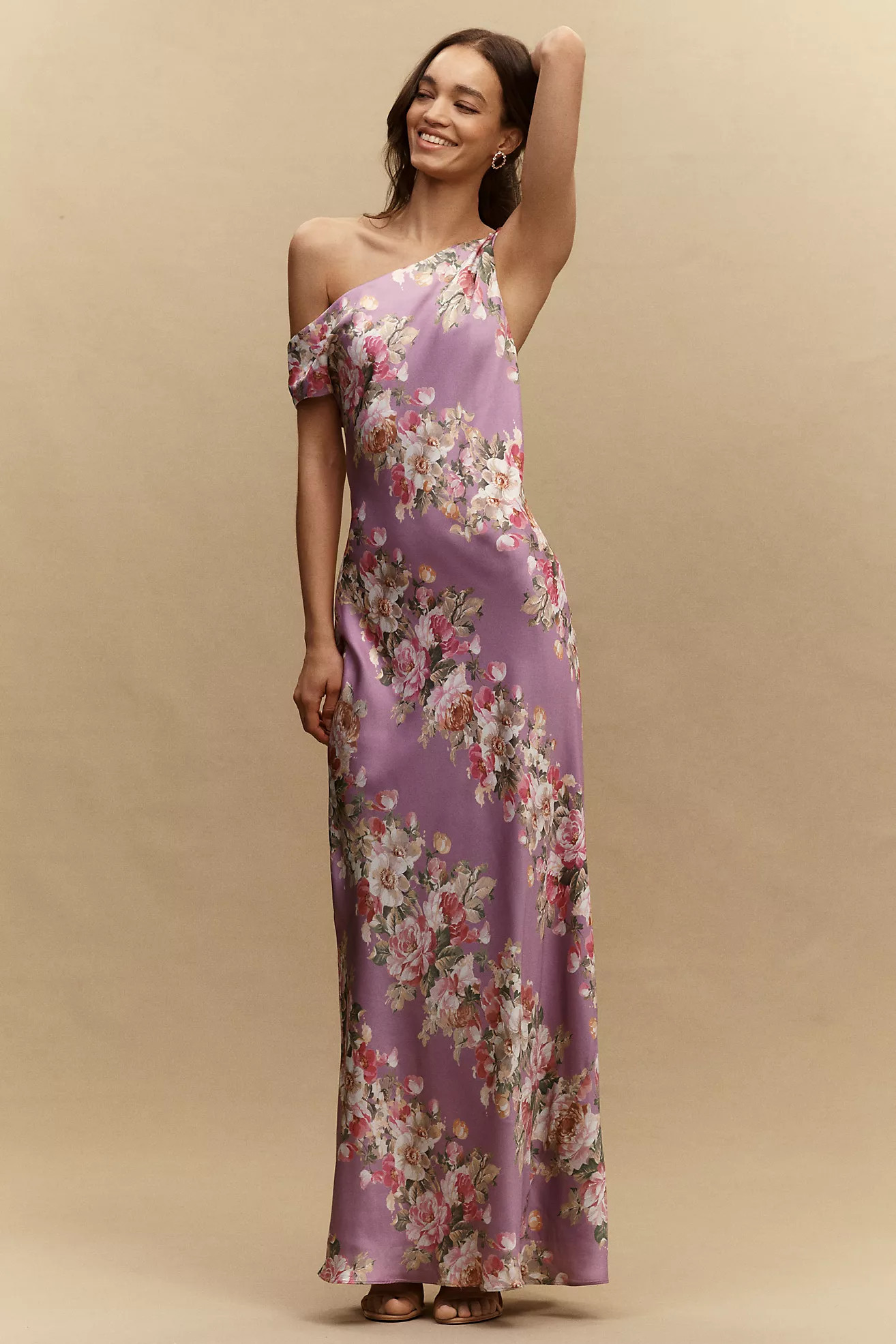 BHLDN Sienna Off-The-Shoulder High-Shine Satin Maxi Dress | Anthropologie (US)