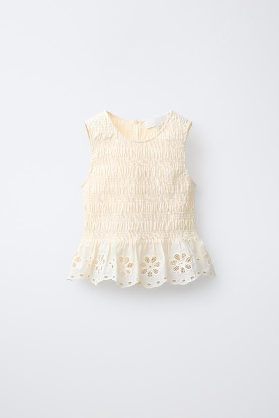 ELASTICIZED SCHIFFLY TOP | Zara US