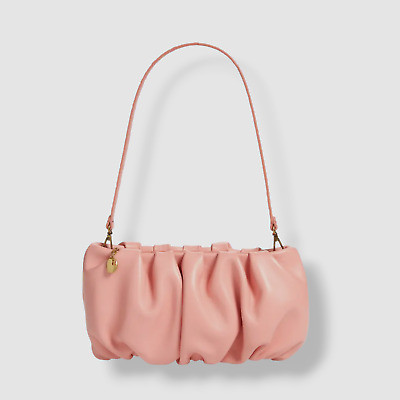 $195 Staud Women's Pink Bean Ruched Leather Shoulder Bag | eBay US