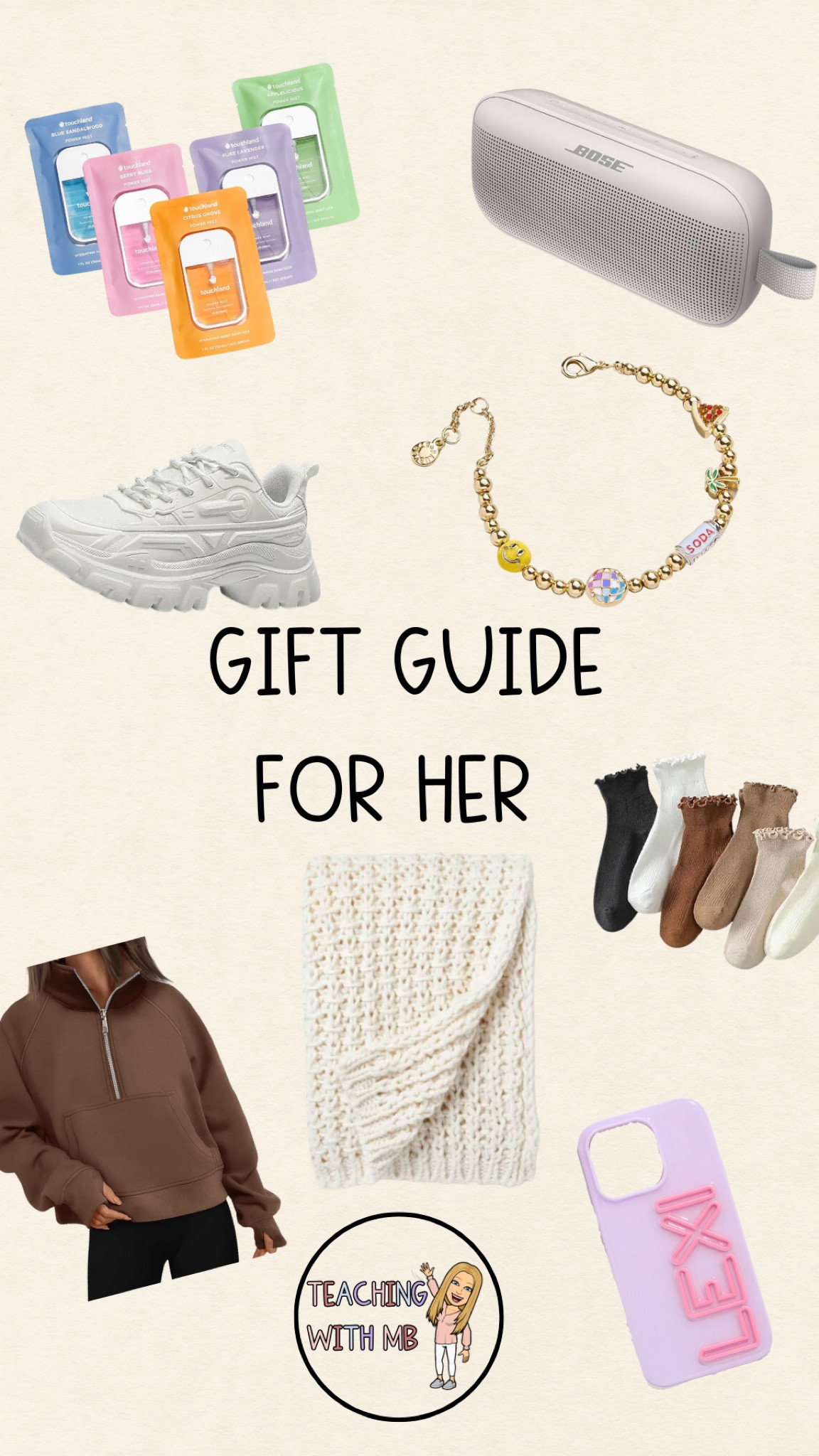 Gift guide for her 


Gifts for any girlie in your life! Customizable, cozy, cute! 
Chunky sneaker , ruffle socks, charm bracelet jewelry 


#LTKSeasonal #LTKHoliday #LTKGiftGuide