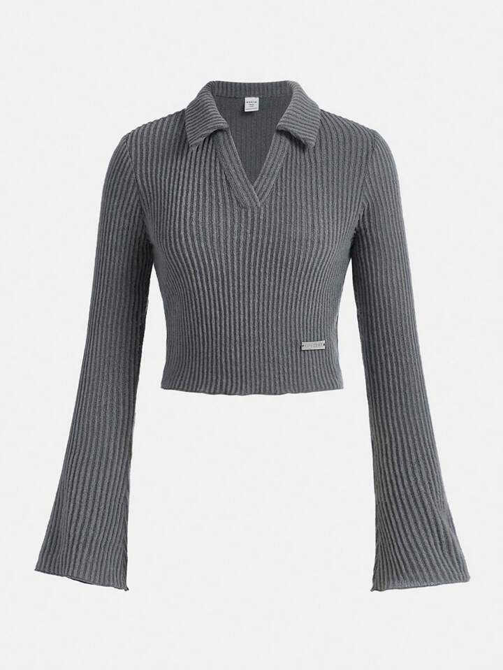 Teen Girl Metal Patched Detail Flounce Sleeve Tee | SHEIN