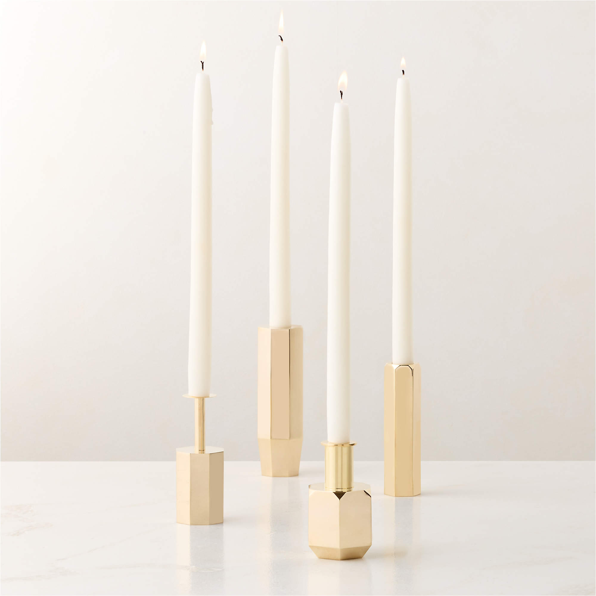 Celestine Brass Taper Candle Holders Set of 4 by goop + Reviews | CB2 | CB2
