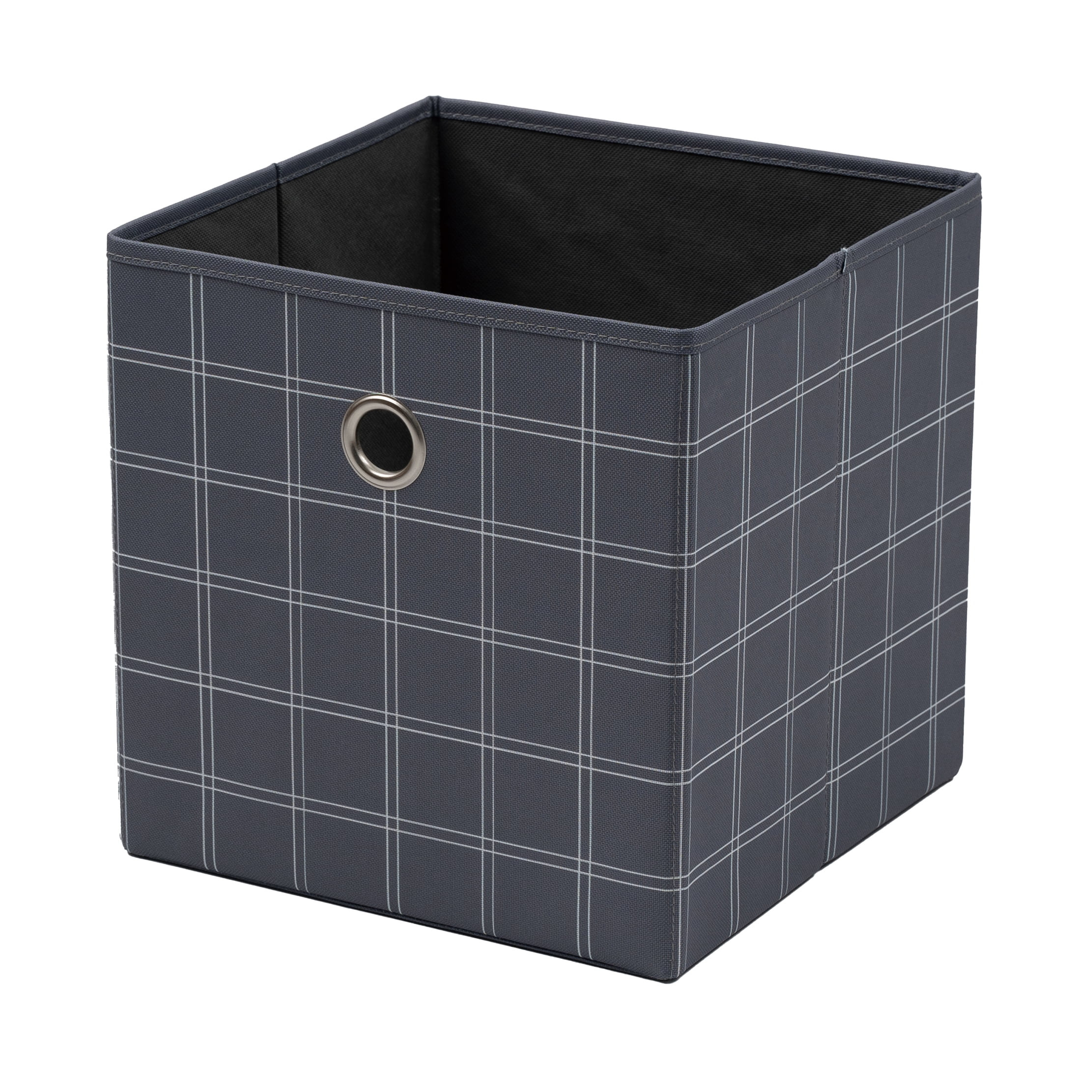 Mainstays Collapsible Fabric Cube Storage Bin, Gray Windowpane, 10.5 in x 10.5 in x 10.75 in | Walmart (US)