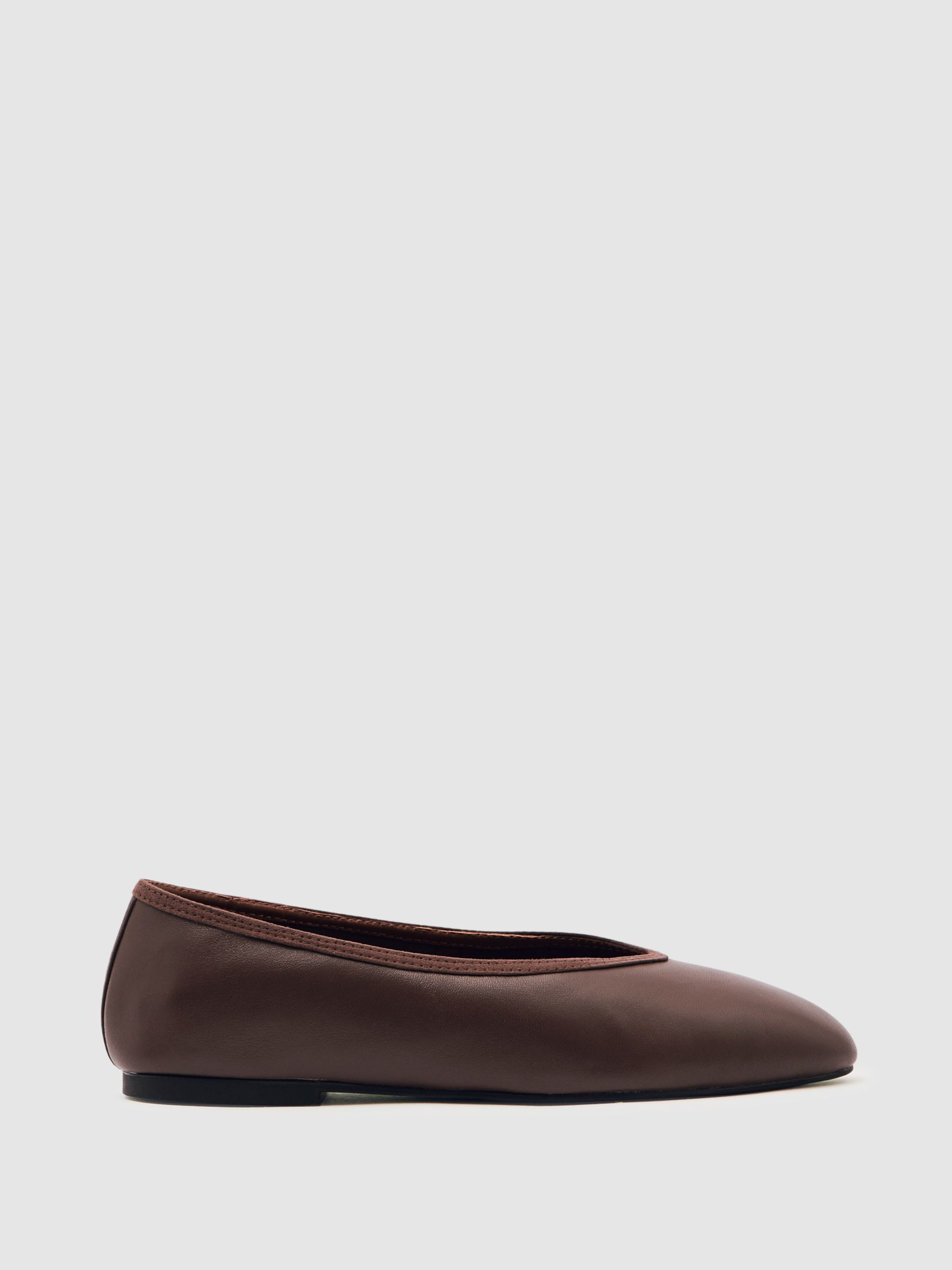 Nappa Leather Ballet Flats in Brown | Reiss US