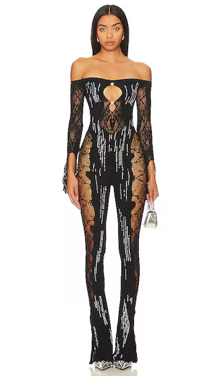 Adella Jumpsuit Shapewear Off The Shoulder Jumpsuit in Black | Revolve Clothing (Global)