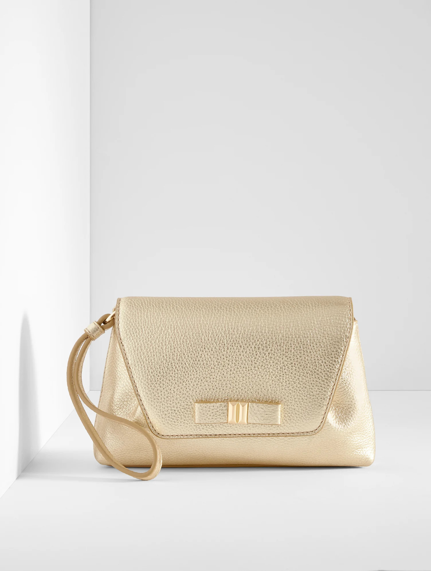 Metallic Pebble Leather Wristlet - Gold - 001 Talbots | Talbots