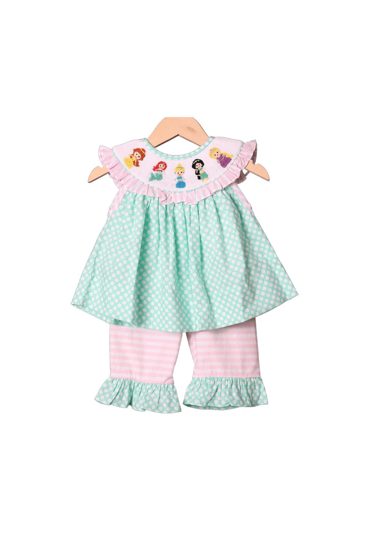 Smocked Princess Stripe Bishop Pants Set | The Smocked Flamingo