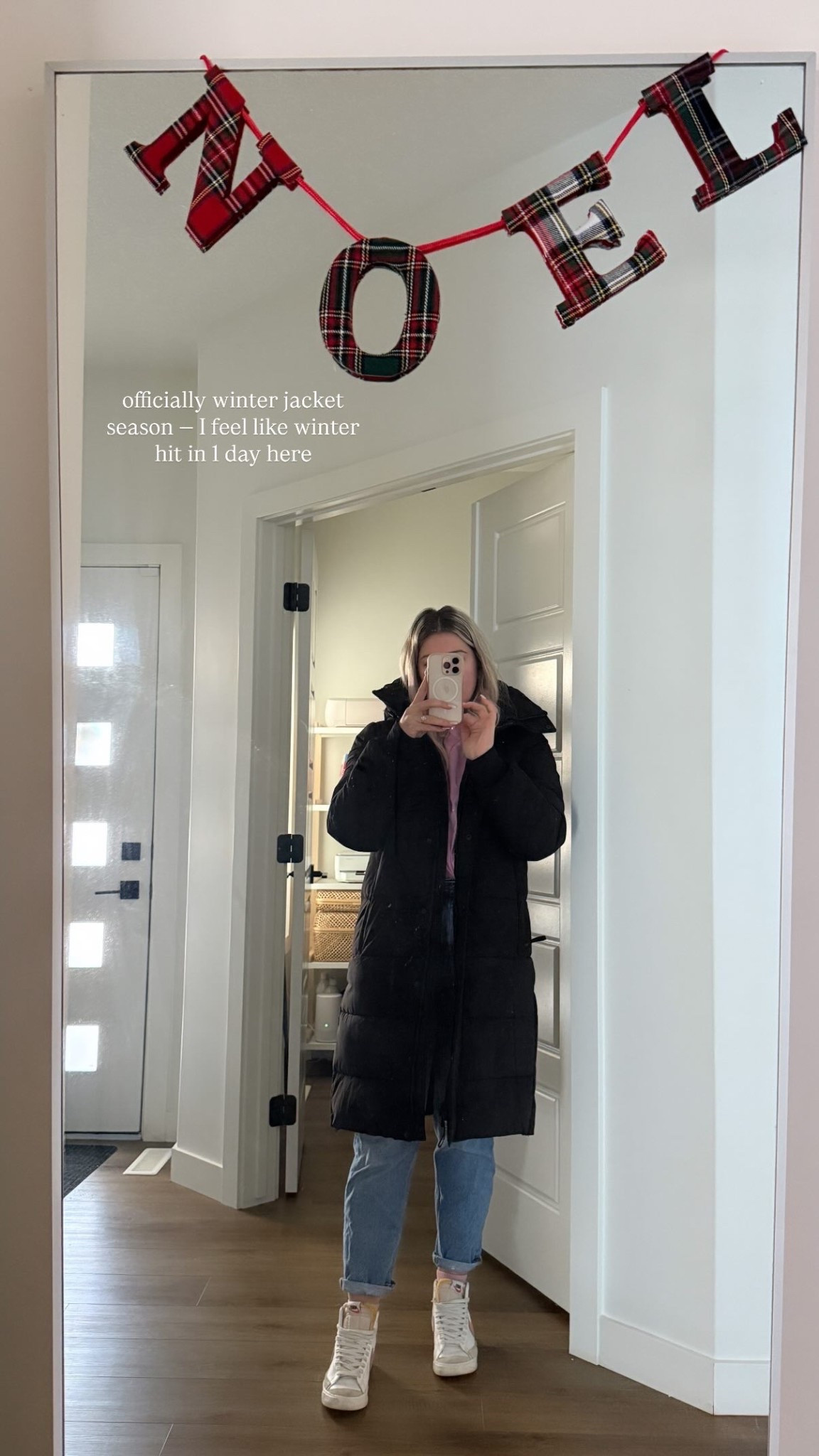 officially winter jacket season — I feel like winter hit in 1 day here

Coat is BCBG
Shoes are Nike Blazer’s in pink
Pink Tee is from Nike 
Jeans are Zara boyfriend cut 